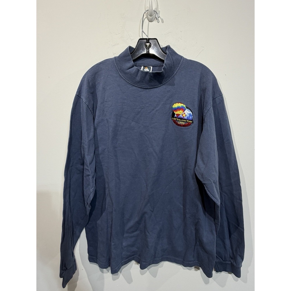 Vtg '99 General Mills Mock Neck T-shirt Hot Air Balloon Team USA Made Size L